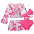 thumbnail image 1 of Qopobobo Girl's 3 Piece Floral Swimsuit Cute Girls Swimsuit Cute Teen Bathing Suit Tween Bikini Sets Girl 3 Pieces Swimwear Size for 13-14 Years,Hot Pink, 1 of 9