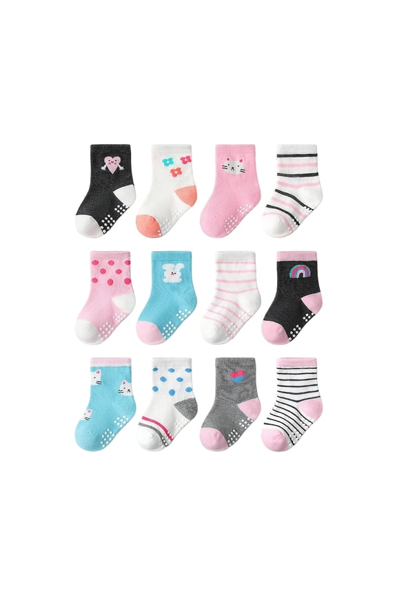 Girls Ankle Socks Toddler Socks, Baby Non Slip Socks for Boys Girls Kids Infants Children Sock G,1-3 Years
