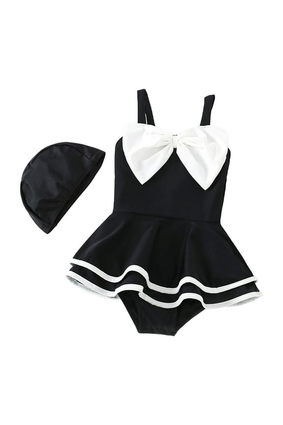 Girls Bathing Suits Girls Bathing Suit 3Pcs Ruffle Top Bikini Bottoms Swimsuit Kids Beach Pool Swimwear Black,2-3 Years