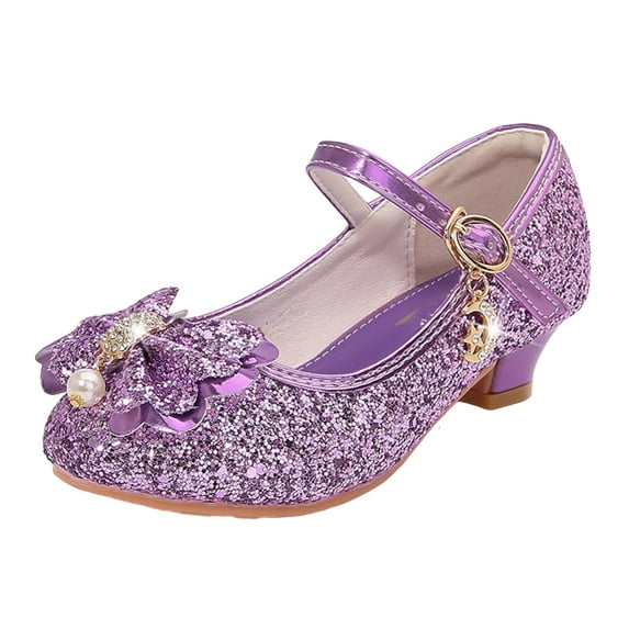 Qopobobo Girls Flat Dress Shoes Flower Girls Dresses Girls Wedding Dress Shoes Ballet Flats Flower Party with Beaded Straps Toddler Purple,13