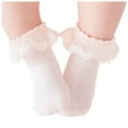thumbnail image 1 of Qopobobo Girls Ruffle Socks Girls Lace Ruffle Socks Double Frilly Dress Socks Toddler Turn Cuff Socks Pink,9-12 Years, 1 of 9
