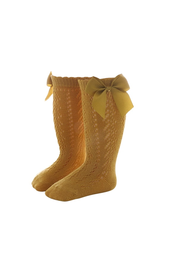 Girls Ruffle Socks Toddler Ruffle Socks for Girls - Cotton Tutu Socks with Puffly Lace Frilly Edge Cute for Photos Gold,5-7 Years
