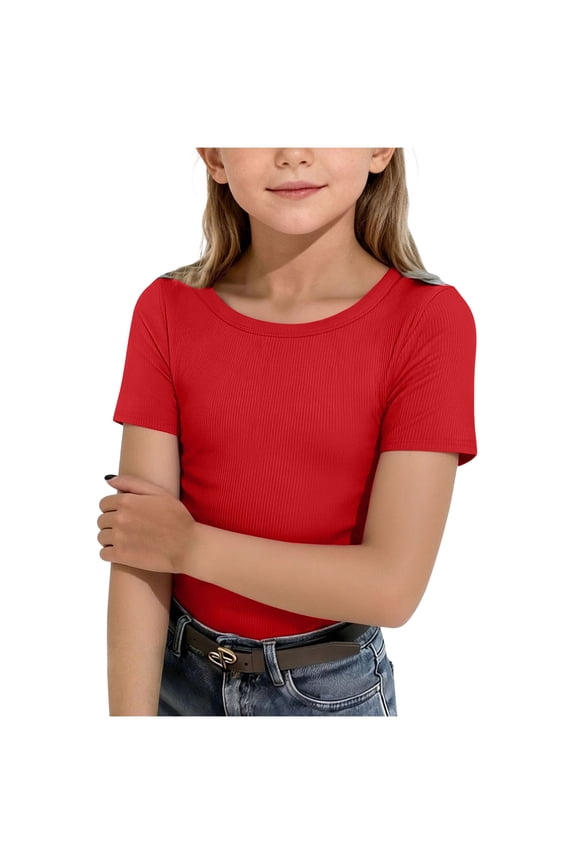 Girls Shirt Girls School Tee Toddler Boys Girls American Flag Tops USA Heart Truck Pattern Shirts Patriotic Topic 4th of July T-Shirts Red,5-6 Years