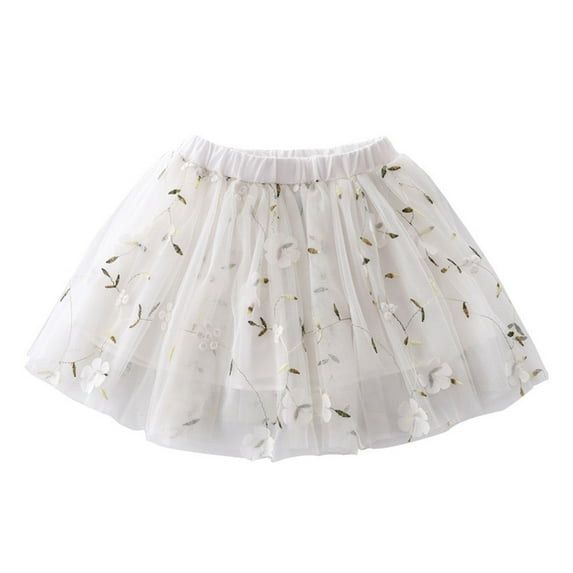 Qopobobo Girls Tutu Skirt Tutu for Toddler Girls Kids Princess Soft Puffy Tulle Dance Skirt Birthday Dress up White,5-6 Years