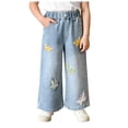 thumbnail image 1 of Qopobobo Girls Wide Leg Jeans Low Rise Skinny Jeans Patchwork Jeans Baggy Jeans for Teens Thermal Pants Boys Jogger Pants Khaki Pants for Girls Clothes for Teen Girls Blue,7-8 Years, 1 of 8