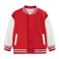thumbnail image 1 of Qopobobo Kids Bomber Jacket Kids Baseball Jacket Varsity Coat Fall Winter Fleece Bomber Vintage Outerwear Red,13-14 Years, 1 of 4