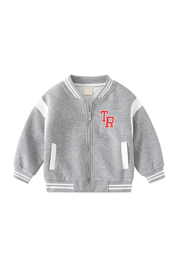 Kids Jackets Girls Kids Baseball Jacket Long Sleeve Letterman Varsity Jackets for Boys and Girls Buttons Coat Quick Dry Grey,5-6 Years