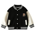 thumbnail image 1 of Qopobobo Kids Jackets Girls Kids Varsity Jacket Girls Boys Baseball Jacket Bomber Coat School Uniform with Pocket Black,4-5 Years, 1 of 3
