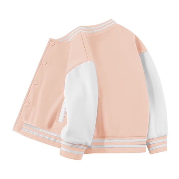 Qopobobo Kids Red Jackets Kids Baseball Jacket Long Sleeve Letterman Varsity Jackets for Boys and Girls Buttons Coat Quick Dry Pink,18-24 Months