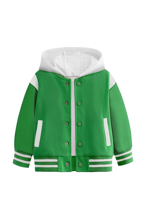 Kids Red Straight Jacket Kids Boys Varsity Jacket Baseball Jacket Casual Sport Cardigan Sweatshirt Green,3-4 Years