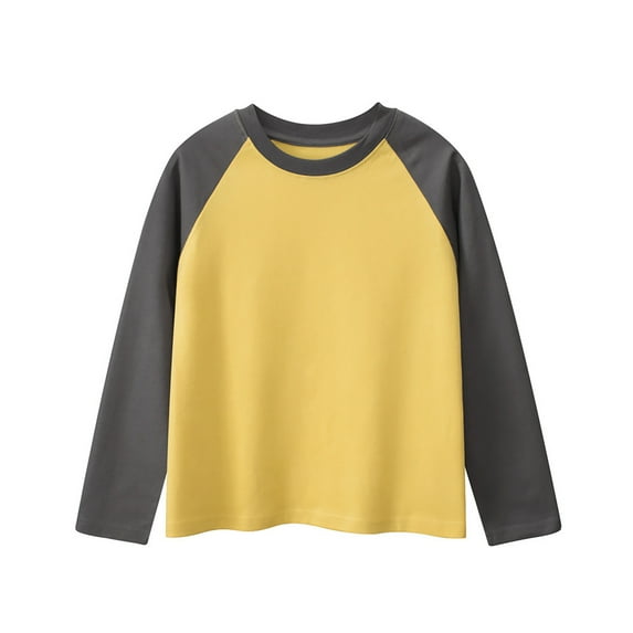 Qopobobo Long Sleeve Shirt Toddler Long Sleeve Shirt Boys Waffle Long Sleeve T-Shirts 5-14 Years Kids Thermal Crew Neck Tops Youth Fall Warm Shirts Basic Tees Yellow,9-10 Years