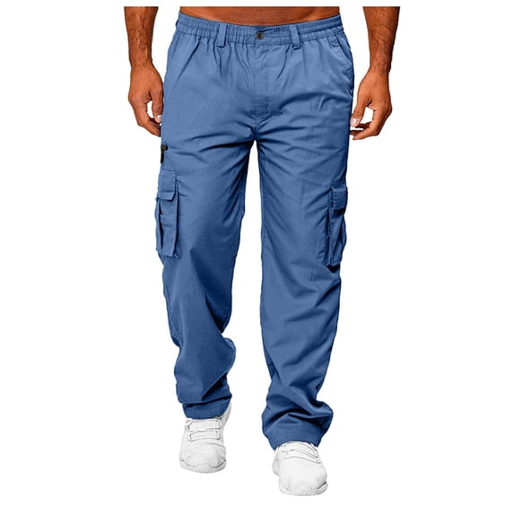 Qopobobo Men Cargo Pants Men Pants Casual Men's Fleece Lined Cargo Pant Dark Blue,XXXL
