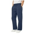 thumbnail image 1 of Qopobobo Men'S Pants Mens Casual Pants Drawstring Waist Straight-Legs Pleated Slacks Lightweight Loose Fit Summer Beach Trousers Navy,XL, 1 of 7