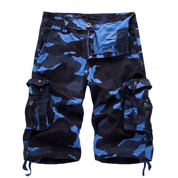 Qopobobo Men Shorts Shorts For Men Mens Belted Cargo Shorts, Relaxed Fit Casual Knee Length Cargo Shorts for Men Sky Blue,34