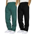 thumbnail image 1 of Qopobobo Mens Casual Pants Mens Beach Pants Mens Harem Pants Casual Waist Drawstring Cotton Cropped Pants Baggy Boho Beach Yoga Trousers Dark Green,L, 1 of 3