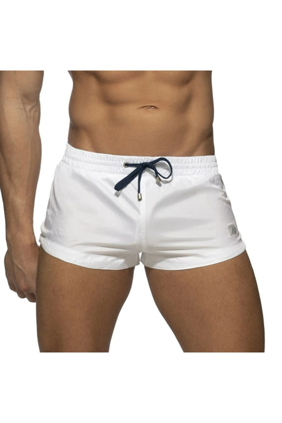 Mens Swim Trunks Mens Swim Trunks with Compression Liner 2 in 1 Quick-Dry Swim Shorts Men Board Shorts Swimwear for Swimming Beach White,XL