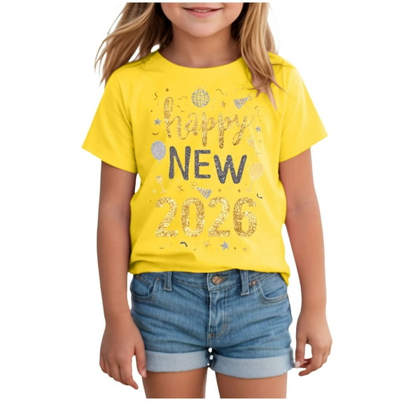 Qopobobo Teen Girl Shirts Little Girls Tshirts Kid Cute Graphic Print Crewneck Short Sleeve Tee Summer Casual Tops Clothes Tops For Girls Trendy Yellow,11-12 Years