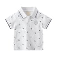thumbnail image 1 of Qopobobo Toddler Boy Polo Shirt Boys Short Sleeve Performance Stripe Polo Shirt White,5-6 Years, 1 of 4