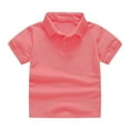 thumbnail image 1 of Qopobobo Toddler Boy Polo Shirt Wear Boys School Uniform Short Sleeve Stain Guard Polo Shirt Watermelon Red,4-5 Years, 1 of 4
