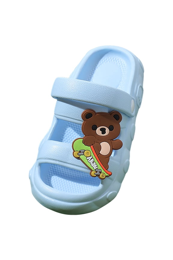 Toddler Boy Slippers Toddler Girl Sandals Kids Slides for Girls Boys - Toddler Slippers Quick Drying Shower Shoes Non-Slip Pool Sandals Shower Flip Flops Sky Blue,2