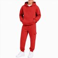 thumbnail image 1 of Qopobobo Toddler Clothes Boys Clothes Long Sleeve Hoodie Sweatshirt & Pant 2pcs Fall Outfits 5T 6T(Red, 5-6 Years), 1 of 6
