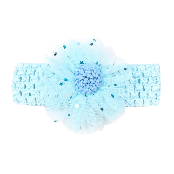 Qopobobo Toddler Girl Headbands Baby Bow Headbands Handmade Nylon Bow Hairbands Soft High Stretchy Hair Accessories for Infant Baby Girls Light Blue,One Size