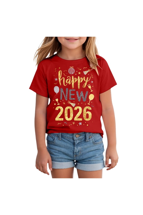 Toddler Girl Shirts Little Girls Tshirts Kid Cute Graphic Print Crewneck Short Sleeve Tee Summer Casual Tops Clothes Tops For Girls Trendy Red,13-14 Years
