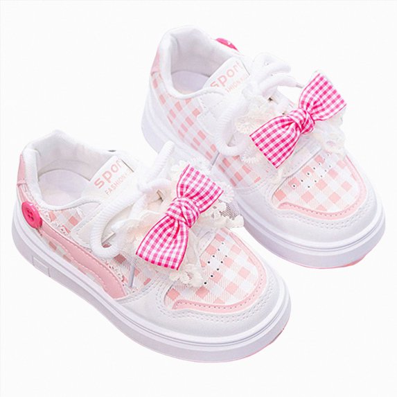 Qopobobo Toddler Girl Shoes Unisex Kids and Toddlers Low Top Hook & Loop Court Sneakers Size 11.5(Pink, Little Kids 11.5)