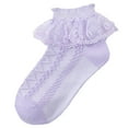 thumbnail image 1 of Qopobobo Toddler Girl Socks Girls Ruffle Ankle Dress Socks Ruffle Socks for Toddler Baby Girls Double Frilly Lace Dress Socks Kids Ankle Tutu Socks Purple,10-16 Years, 1 of 4