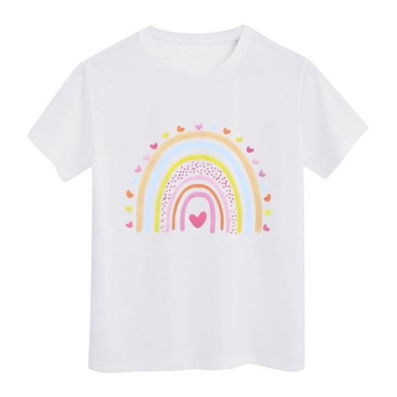 Qopobobo Toddler Girl Tees Girls Outdoor Top Girls Short Sleeve Shirts Toddler Kids Cowgirls Sunshine California On The Beach Mermaid Dino Tops T-Shirt Tee White,4-5 Years