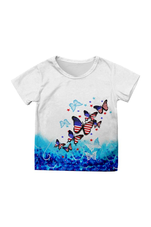 Toddler Shirts Girls Girls School Tee Toddler Baby Girls T Shirts Kids Cotton Casual Crew Neck T-Shirts Little Girl Short Sleeve Shirt Blouse White,6-7 Years