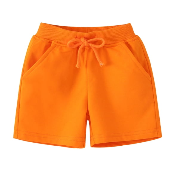 Qopobobo Toddler Shorts Boys Toddler Boys Athletic Shorts Stretchy French Terry Short with Pocket for Baby Boy Orange,4-5 Years