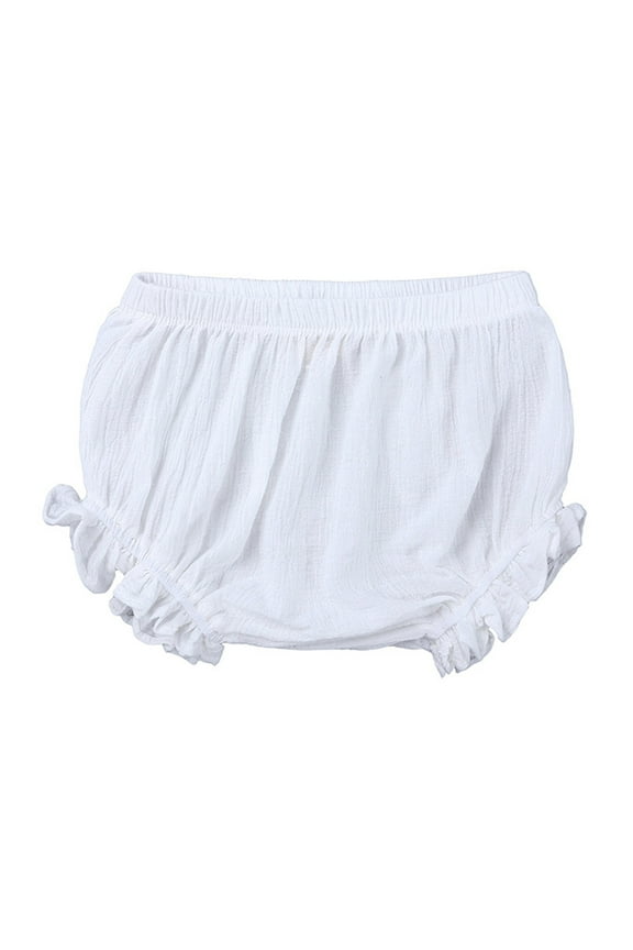 Toddler Summer Clothes Girls Toddler Baby Girl Summer Shorts Solid Color Cotton Linen Bubble Triangle Bloomers for Toddler Baby Short Pants White,12-18 Months