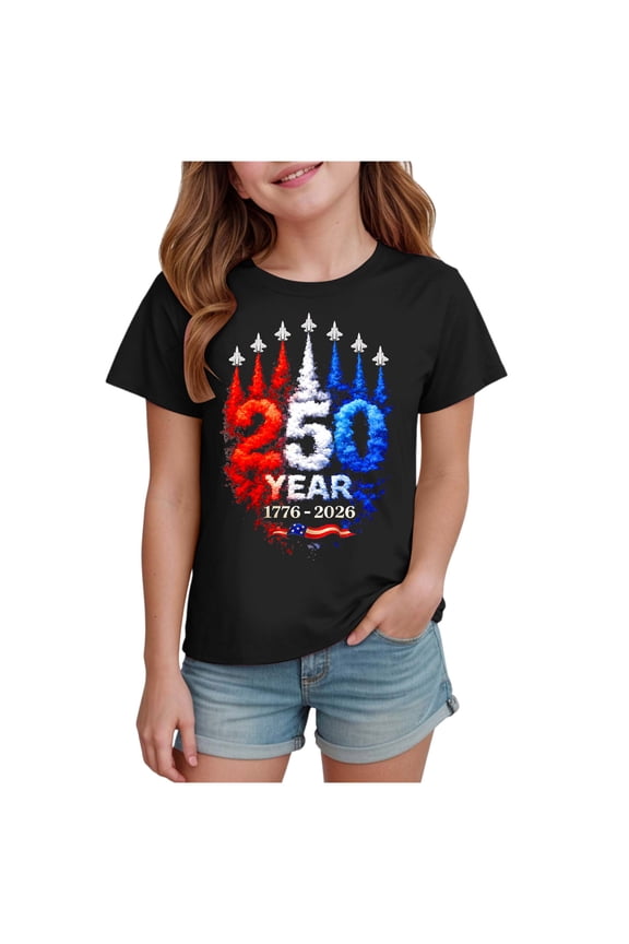 Toddler Undershirts Girls Outdoor Top Toddler Boys Girls American Flag Tops USA Heart Truck Pattern Shirts Patriotic Topic 4th of July T-Shirts Black,7-8 Years
