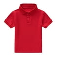 thumbnail image 1 of Qopobobo Toddler Uniform Shirts Boys Polo Shirt Golf Collared Performance Tops Kids Short Sleeve Red,12-18 Months, 1 of 4
