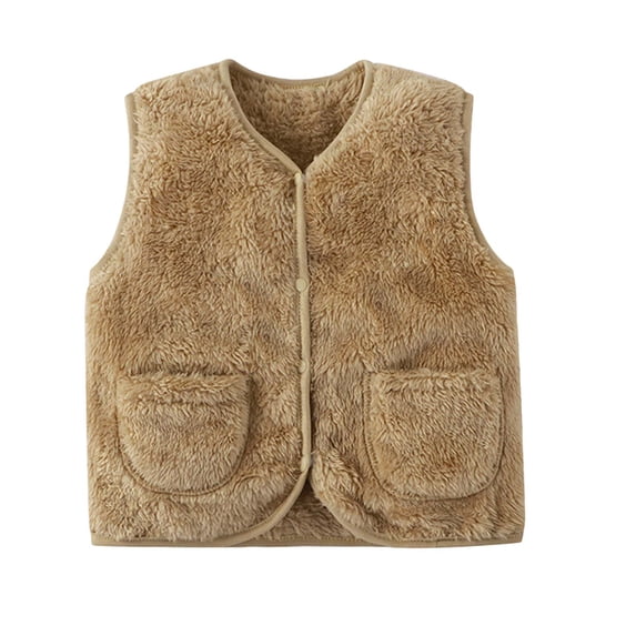 Qopobobo Toddler Vest Baby Vest for Girls & Boys, Purcotton Toddler Reversible Vest for Spring & Autumn Khaki,4-5 Years