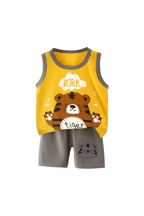 Tollder Boy Shorts Outfit Cute Print Set Toddler Baby Boy Clothes Short Sleeve Pumpkin T Shirt Boy Shorts Cute Outfit Infant Boys Clothing Set Yellow,3-6 Months