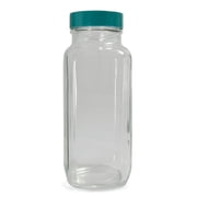 Qorpak GLC-01336 Type III Glass French Square Bottle with Green Thermoset F217 and PTFE Lined Cap, 51 mm Diameter x 137 mm Height, 240 milliliters Capacity, Case of 24 CA2
