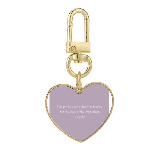 Qoutes Famous People Healing Imperfect Beauty Love Gold Heart Keychain Metal Keyring Holder