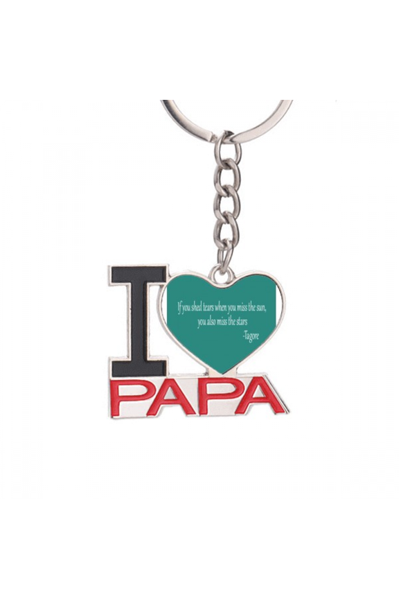 Qoutes Healing Sentences Star Tear Cheer Up Keychain Metal Keyring Holder Love PAPA Father