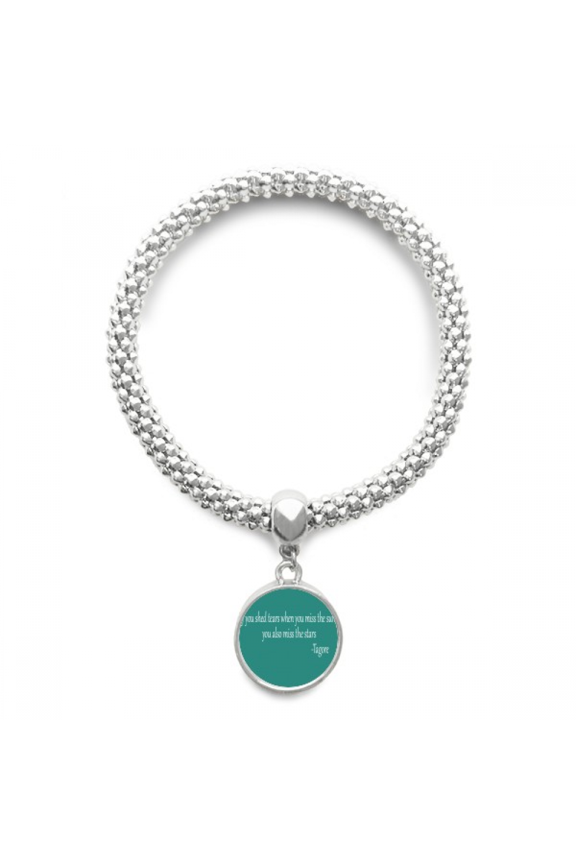 Qoutes Healing Sentences Star Tear Cheer Up Sliver Bracelet Pendant Jewelry Chain Adjustable Bangle