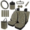 thumbnail image 1 of Qpednta 15Pcs Dark Camo Bow Seat Covers Set with Steering Wheel Cover, Includes Seat Belt Pads, Trash Can, Air Vent Pouch, Rear View Mirror Cover, Coasters, Keychain, Universal Fit, Accessories, 1 of 7