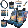thumbnail image 1 of Qpednta 15Pcs Hawaiian Turtle Car Seat Covers Full Set Auto Accessories, Steering Wheel Cover, Seat Belt Covers, Trash Bin, Coasters, Vent Storage, Rear View Mirror Cover, Universal for SUV Sedan, 1 of 7