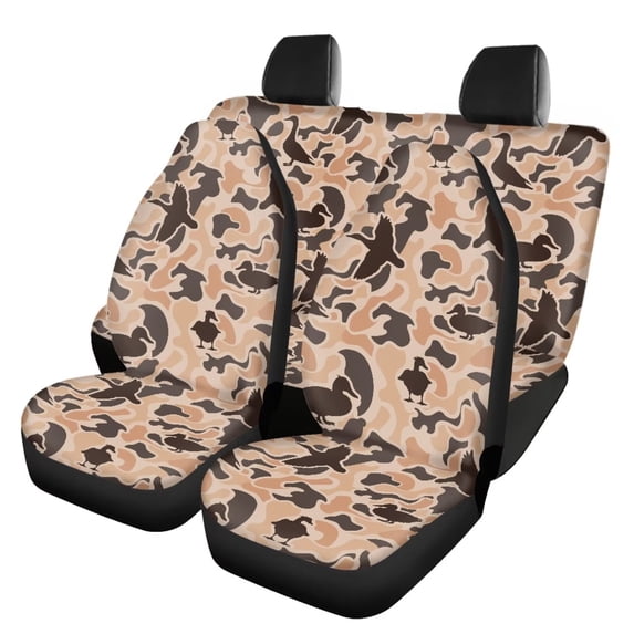 Qpednta Auto Seat Covers Full Set Duck Hunter Camo Front and Rear Split Bench for Cars Stretch Breathable 4 Pack Vehicle Seat Protector Universal Fit for Most Vehicle