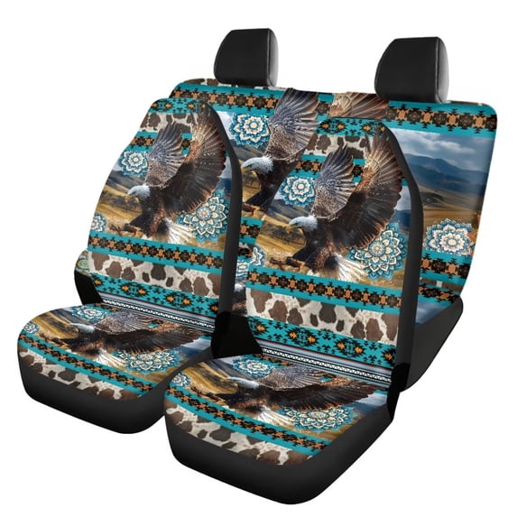 Qpednta Aztec Eagle Car Seat Covers Full Set Automotive Seat Covers Accessories Breathable Front Car Seat Cover Pack of 4 Car Seat Protector Cushion Pad Mat Easy to Install