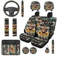 thumbnail image 1 of Qpednta Aztec Highland Cow Sunflower 14 Pack Auto Seat Covers with Car Steering Wheel Accessories and Seat Belt Pads Cars Headrest Cover Keychain Soft Decorative Universal Fit Cars,SUVs, 1 of 6