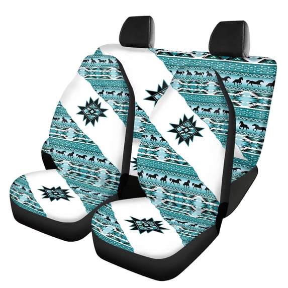 Qpednta Aztec Print Car Seat Cover Set of 4 for Front Seats and Rear Bench Cover Protecto Universal Car Interior Accessories Front Automobile Seat Cover for Cars Truck Van SUV