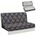 thumbnail image 1 of Qpednta Black Damask RV Couch Covers for Sofa Bed 2-Piece Stretch Elastic RV Jackknife Sofa Cover, Washable, Loveseat Slipcovers for Travel Trailer Couch, Camper & RV Decor, 1 of 7