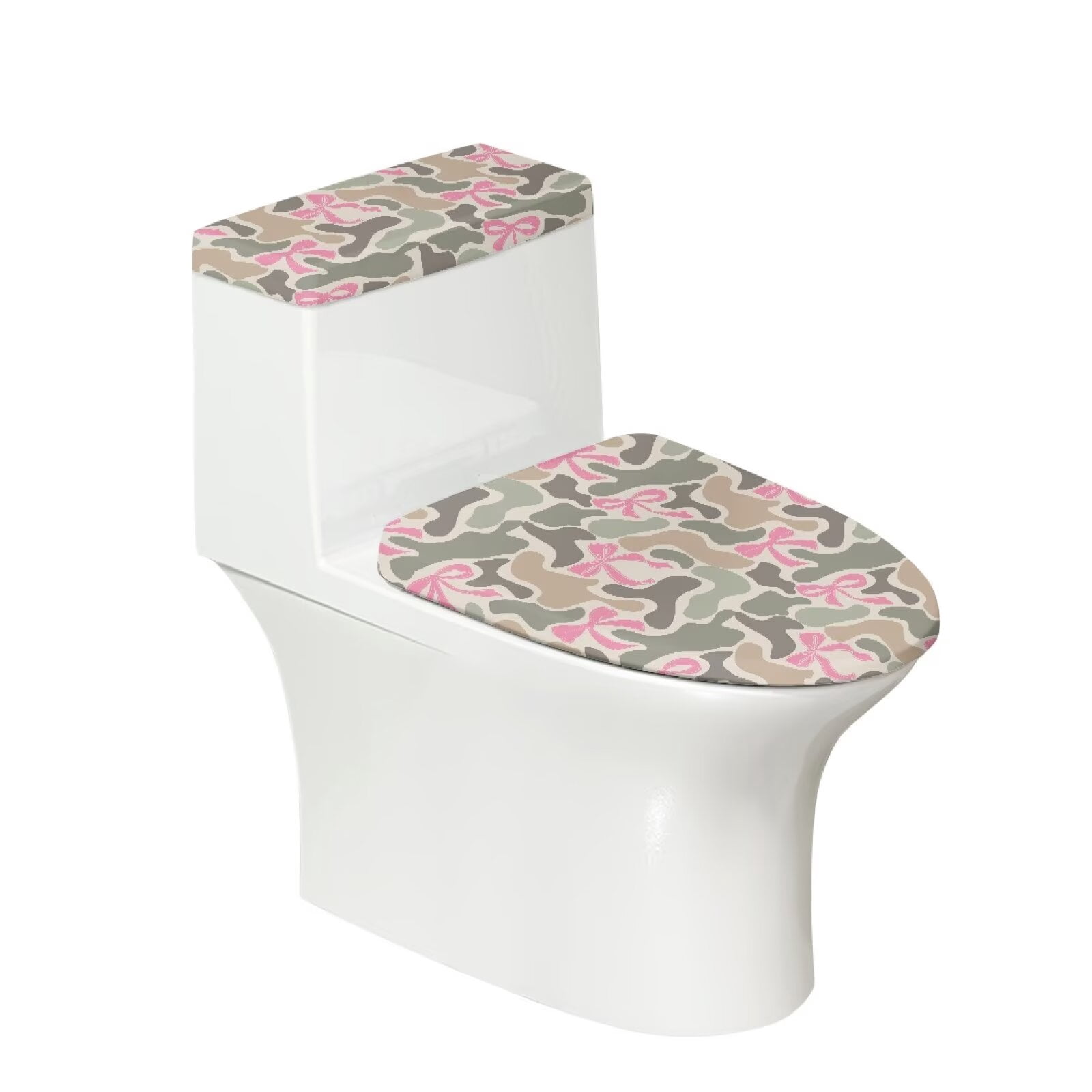 Qpednta Camo Bow Toilet Lid Cover and Toilet Tank Lid Cover Soft ...
