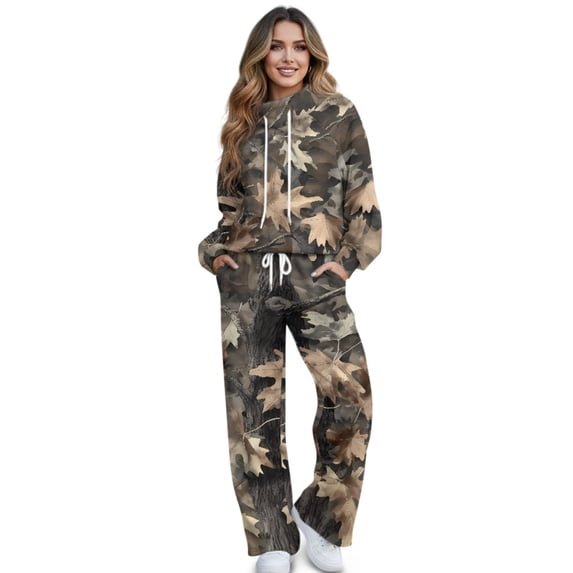 Qpednta Camo Hunting Forest Women's Sweatshirt Set, Two Piece Sets for ...
